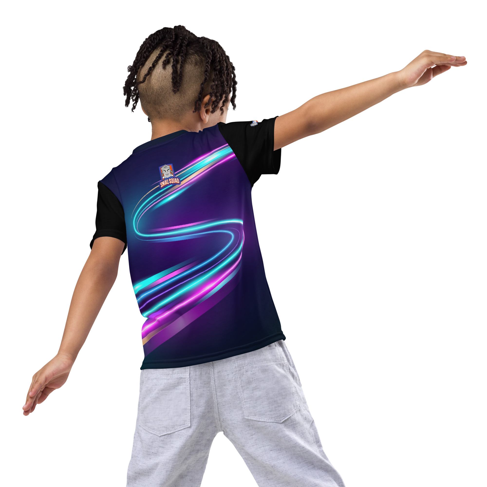 SMAQ Neon Chillin Blue Kids crew neck t-shirt