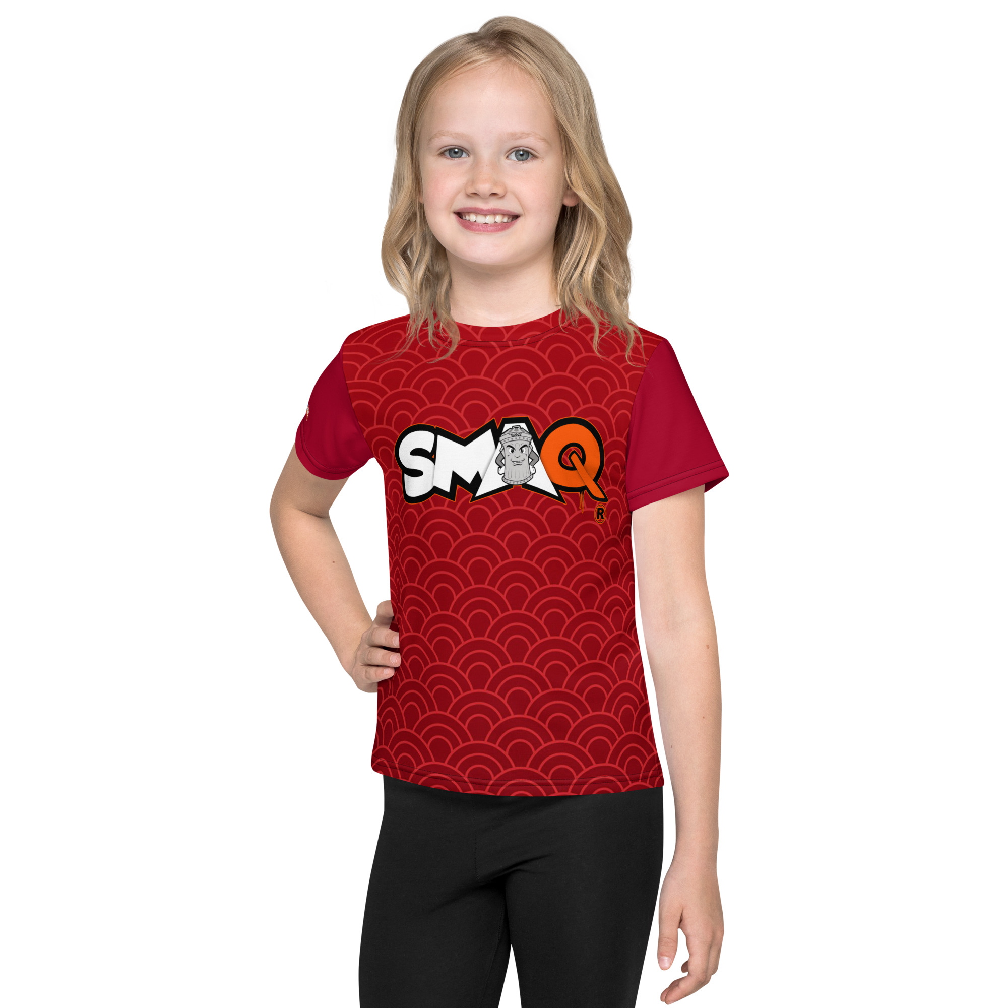 SMAQ Red Blossom Graffiti Kids crew neck t-shirt