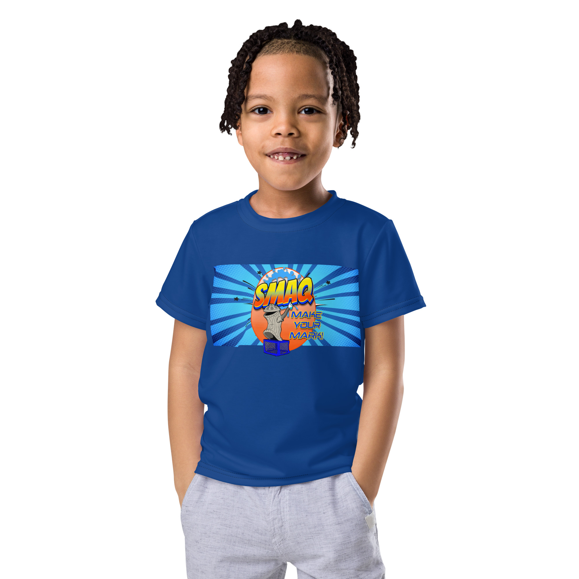 SMAQ Blue Burst Make Your Mark Kids crew neck t-shirt