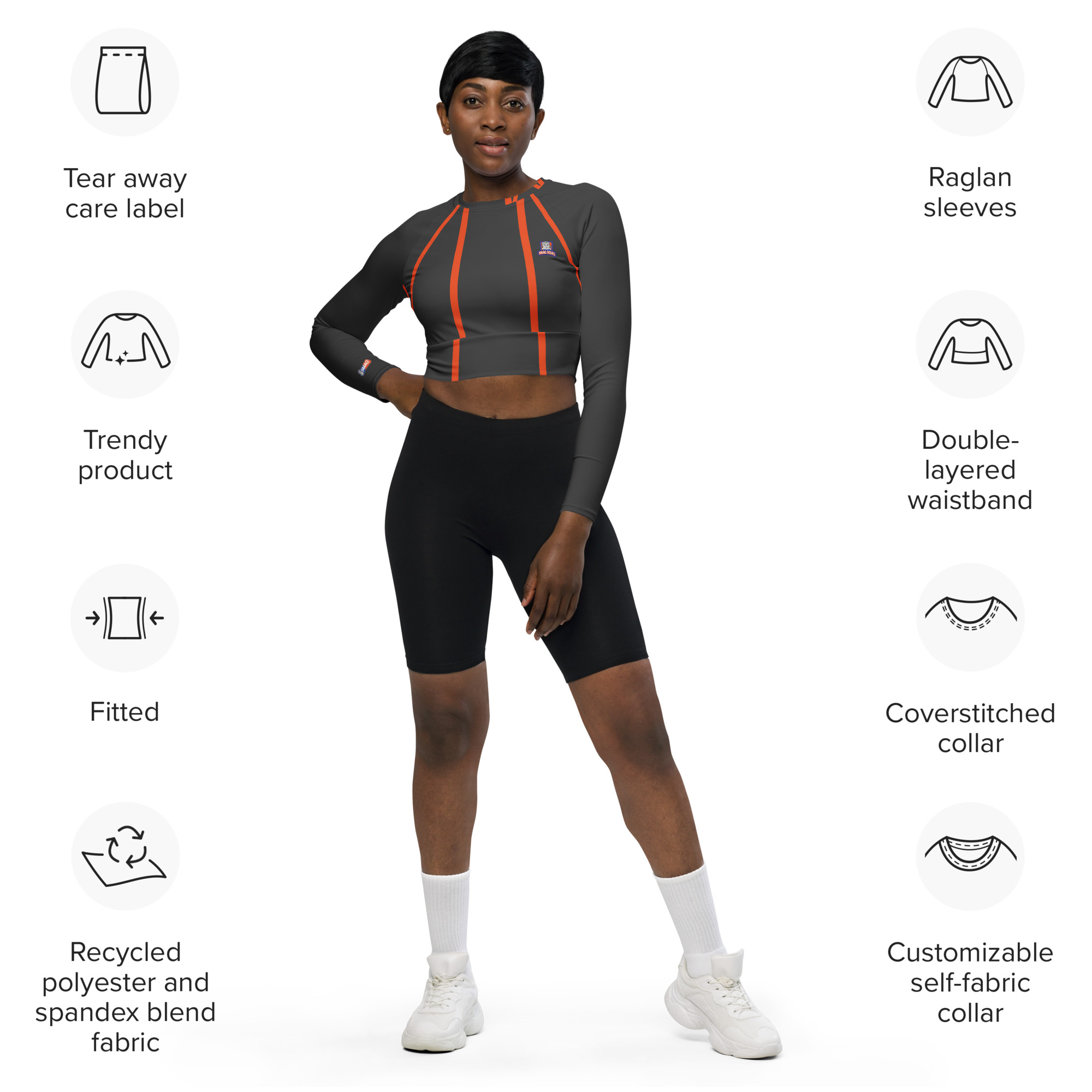 SMAQ Dark Matter Recycled long-sleeve crop top